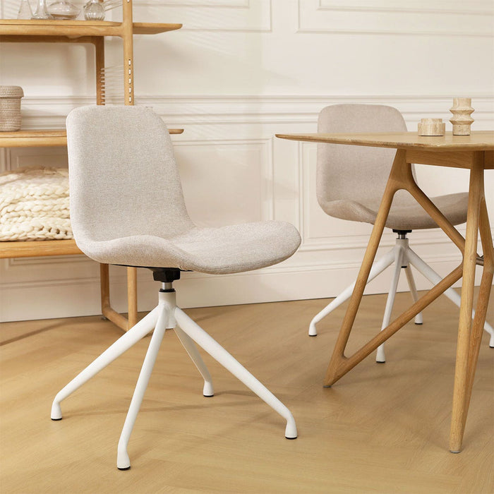 Nolon Nola-Fé Eetkamerstoel Beige - Draaibaar Wit Onderstel