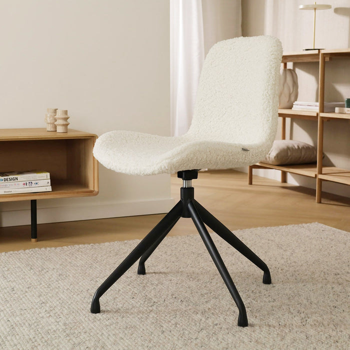 Nolon Nola-Fé Eetkamerstoel Teddy Wit - Draaibaar Zwart Onderstel