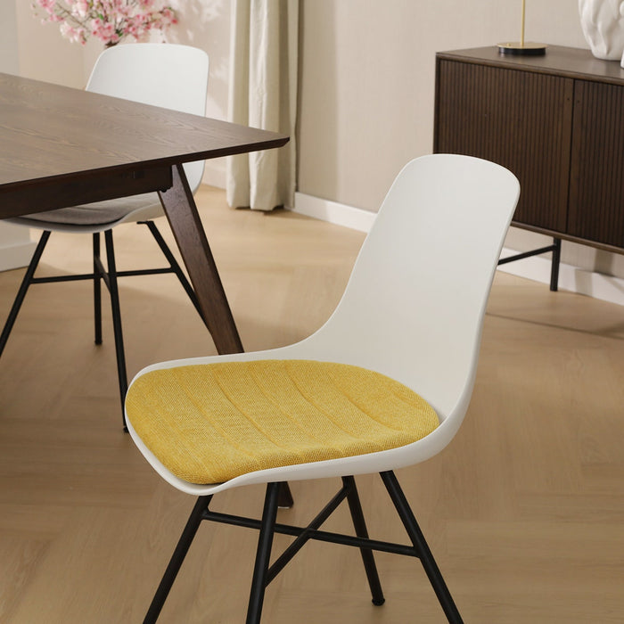 Nolon Noa-Liv Eetkamerstoel Wit - Okergeel Kussen - Zwart Onderstel