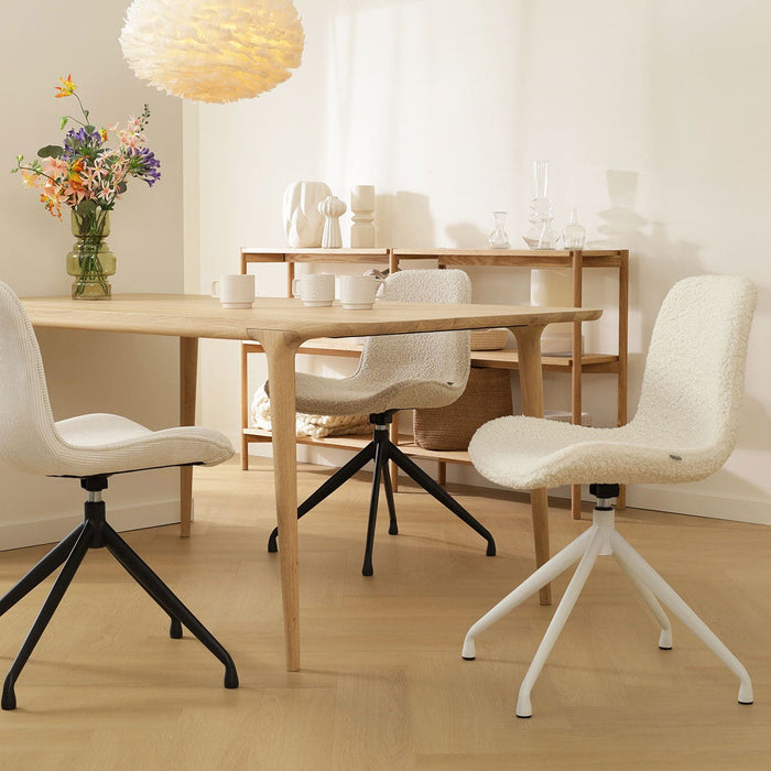 Nolon Nola-Fé Eetkamerstoel Teddy Wit - Draaibaar Wit Onderstel