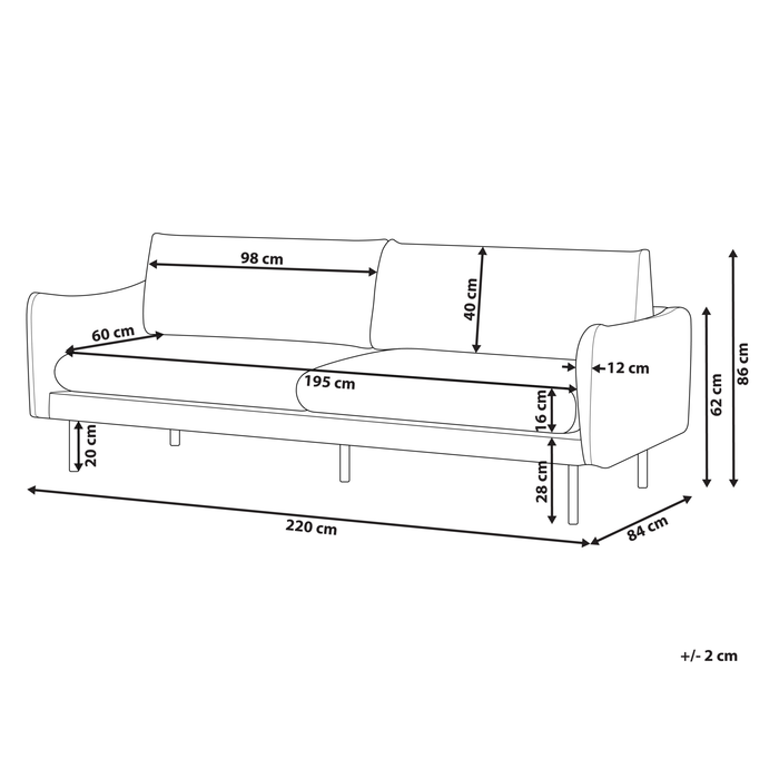 Beliani - VINTERBRO - Driezitsbank - Lichtbeige - Polyester
