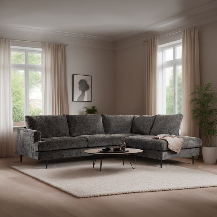 Vurna Marissa 3-zits hoekbank rechts stof - antraciet