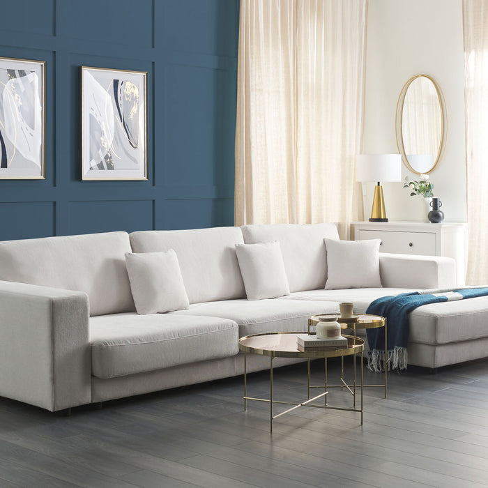 Beliani-LOFOTEN-Hoekbank 4-zits-Gebroken wit-Linkszijdig-Polyester