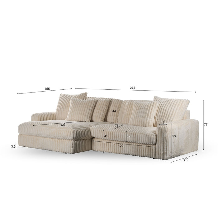 Vurna Sydney 3-zits hoekbank links|rechts - beige