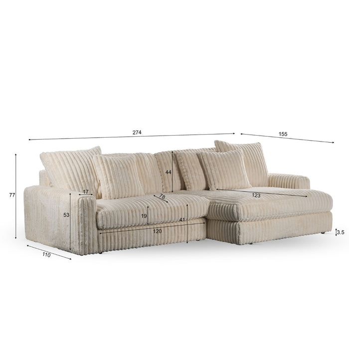 Vurna Sydney 3-zits hoekbank links|rechts - beige