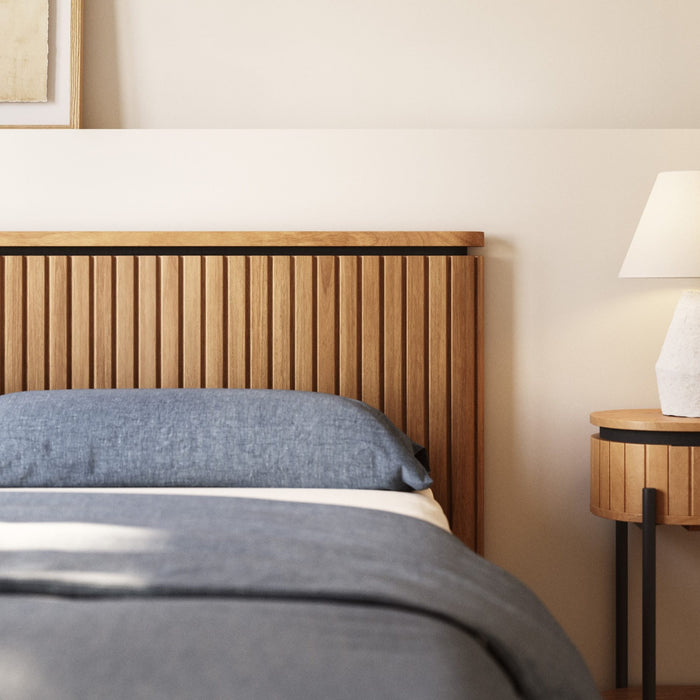 Kave Home - Licia massief mangohout en metalen hoofdeinde met zwarte