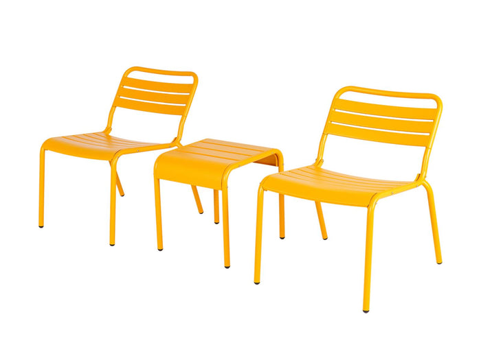 Metalen loungestoel Max XXL okergeel - 2 stuks