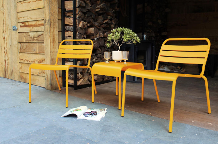 Metalen loungestoel Max XXL okergeel - 2 stuks