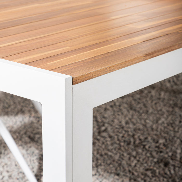 Nest outdoor Lasse Tuintafel Aluminium Wit - met Houten Tafelblad