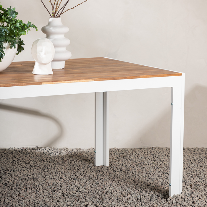 Nest outdoor Lasse Tuintafel Aluminium Wit - met Houten Tafelblad