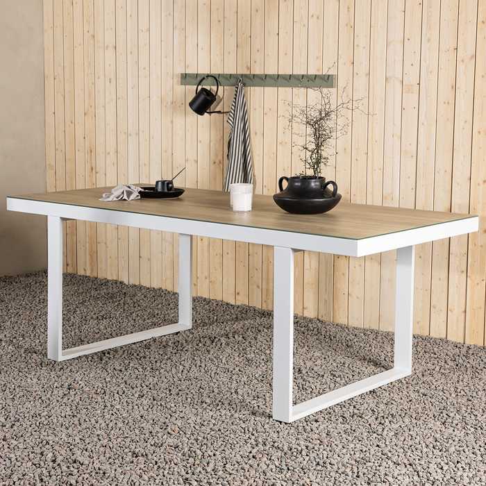 Nest outdoor Mathijs Tuintafel Aluminium Wit - met Glazen Tafelblad