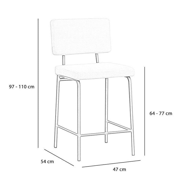 Bronx71 Scandinavische barkruk Espen beige gerecyclede stof 64-77 cm