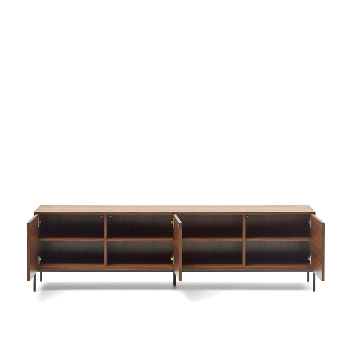 Kave Home - Vedrana TV-meubel met 3 deuren in walnootfineer met zwarte