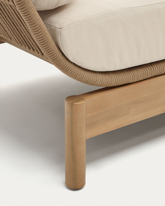 Kave Home - Ligstoel Catalina beige van touw en massief acaciahout FSC
