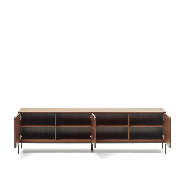 Kave Home - Vedrana TV-meubel met 3 deuren in walnootfineer met zwarte