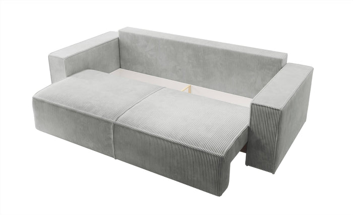 NADUVI Collection Galine 3-zitsbank met Slaapfunctie - Ribstof - Lichtgrijs