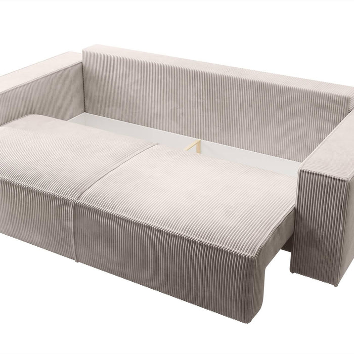 NADUVI Collection Galine 3-zitsbank met Slaapfunctie - Ribstof - Crème