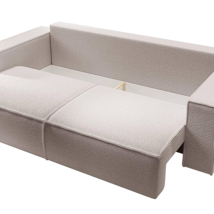 NADUVI Collection Galine 3-zitsbank met Slaapfunctie - Boucle - Crème