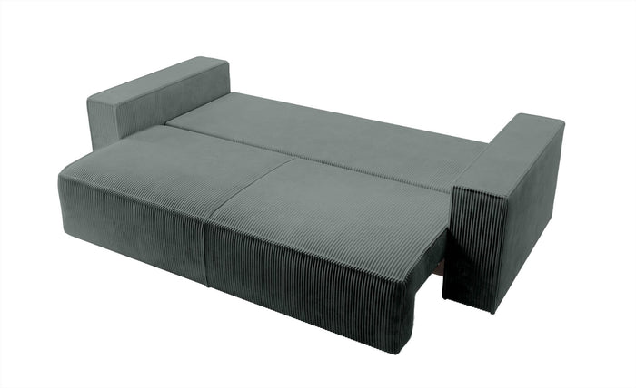 NADUVI Collection Galine 3-zitsbank met Slaapfunctie - Ribstof - Donkergrijs