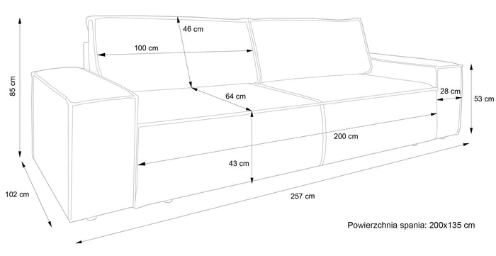 NADUVI Collection Galine 3-zitsbank met Slaapfunctie - Bouclé - Grijs