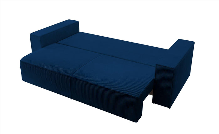 NADUVI Collection Galine 3-zitsbank met Slaapfunctie - Ribstof - Donkerblauw