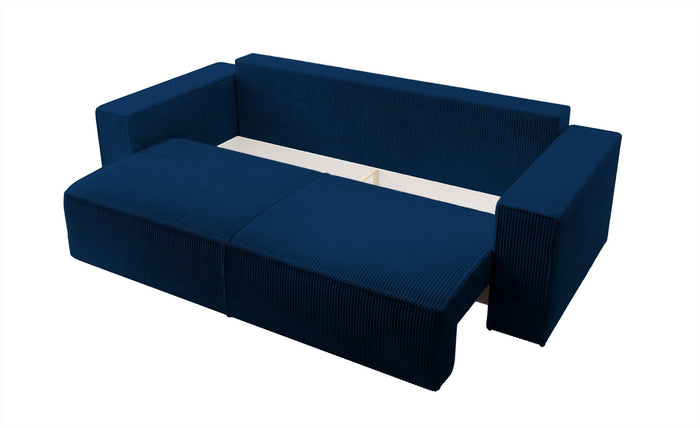 NADUVI Collection Galine 3-zitsbank met Slaapfunctie - Ribstof - Donkerblauw