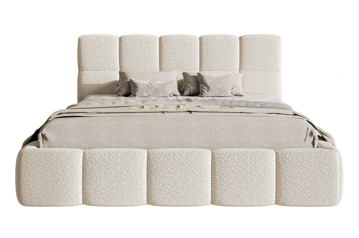 NADUVI Collection Chloe Bedframe 180 x 200 cm - met Opbergvak - Bouclé - Lichtbeige