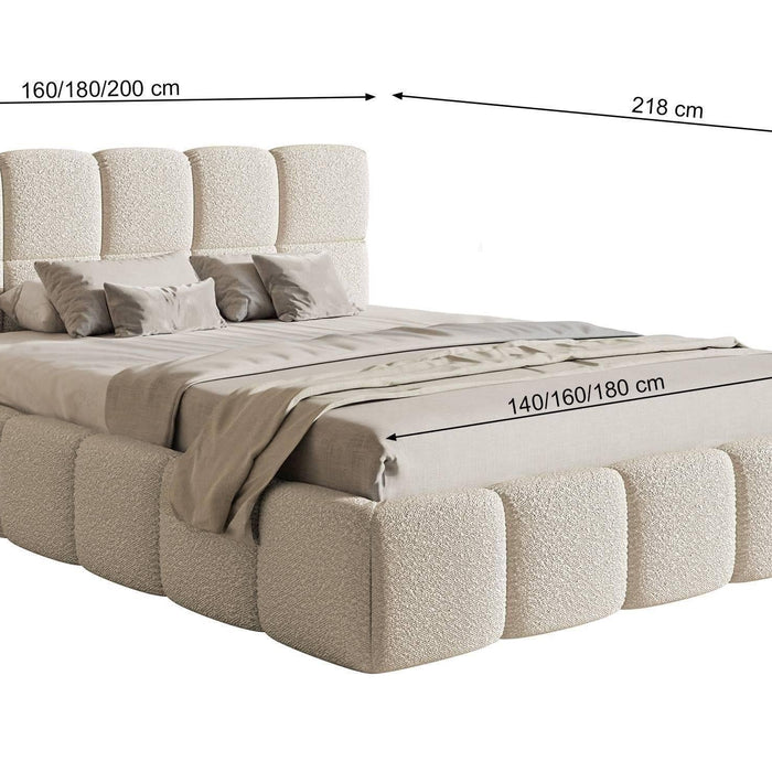 NADUVI Collection Chloe Bedframe 140 x 200 cm - met Opbergvak - Bouclé - Olijfgroen
