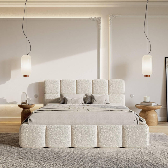 NADUVI Collection Chloe Bedframe 180 x 200 cm - Bouclé - Lichtbeige