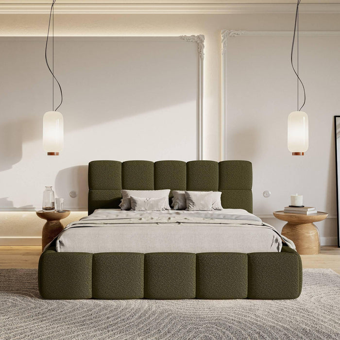 NADUVI Collection Chloe Bedframe 180 x 200 cm - Bouclé - Olijfgroen
