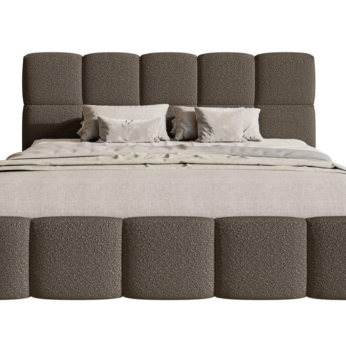 NADUVI Collection Chloe Bedframe 180 x 200 cm - met Opbergvak - Bouclé - Donkerbruin