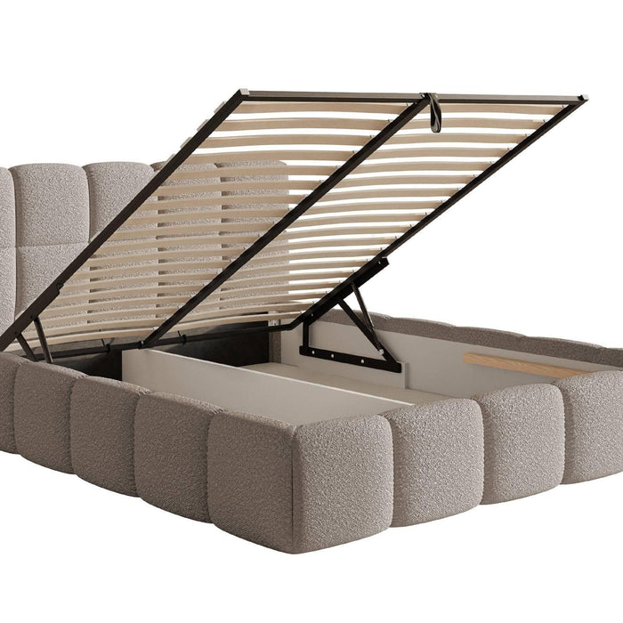 NADUVI Collection Chloe Bedframe 180 x 200 cm - met Opbergvak - Bouclé - Taupe