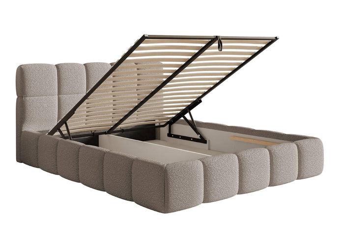 NADUVI Collection Chloe Bedframe 140 x 200 cm - met Opbergvak - Bouclé - Taupe