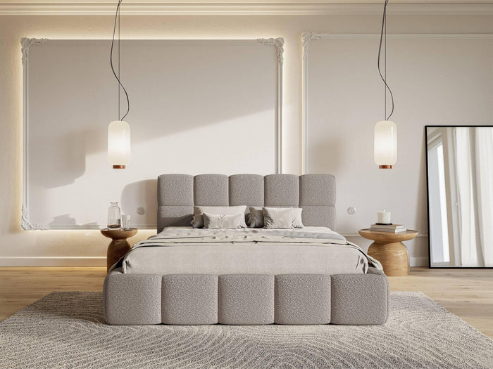 NADUVI Collection Chloe Bedframe 140 x 200 cm - met Opbergvak - Bouclé - Taupe