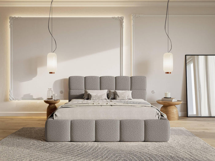 NADUVI Collection Chloe Bedframe 160 x 200 cm - met Opbergvak - Bouclé - Grijs
