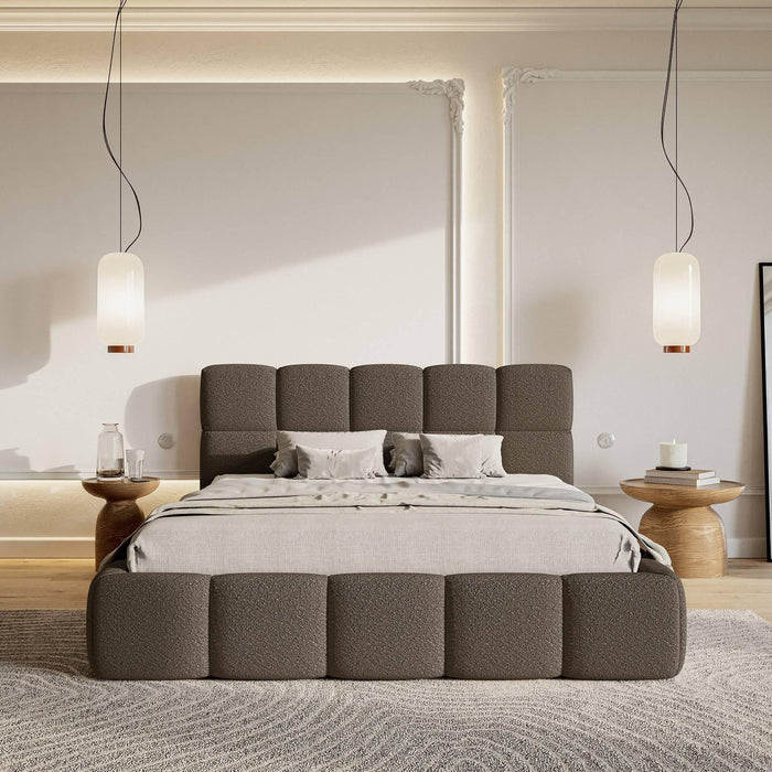 NADUVI Collection Chloe Bedframe 140 x 200 cm - Bouclé - Donkerbruin