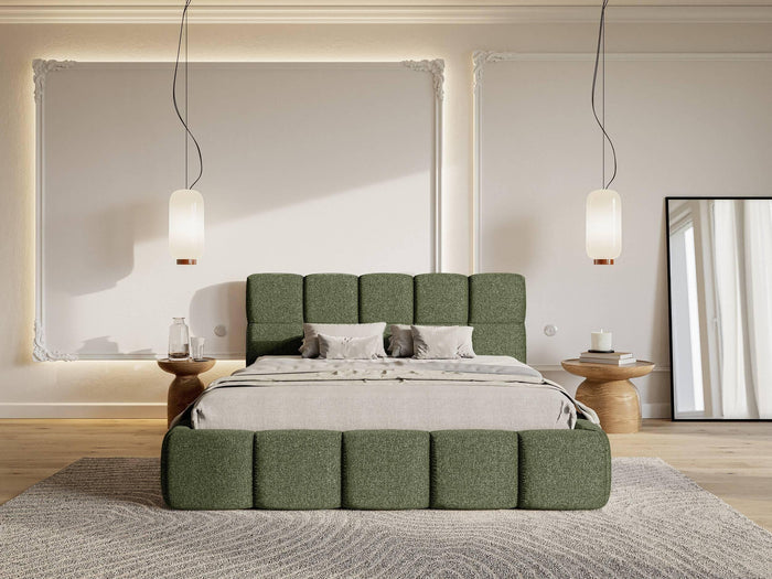 NADUVI Collection Chloe Bedframe 140 x 200 cm - Chenille - Olijfgroen
