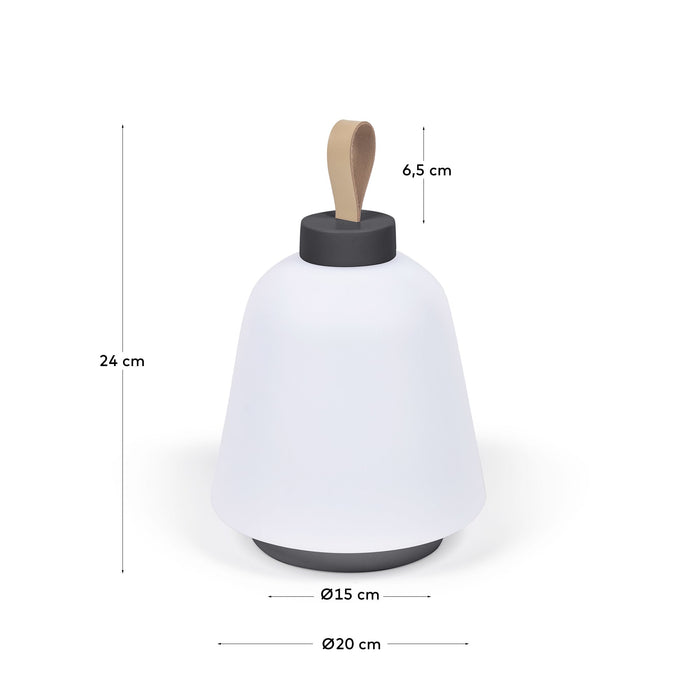 Kave Home - Udiya tafellamp in polytheen en metaal wit met zwarte