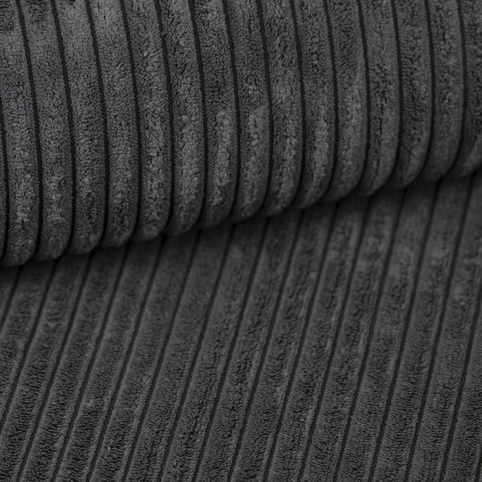 NADUVI Collection Galine Hoekbank met Chaise Longue Links met Slaapfunctie - Ribstof - Antraciet