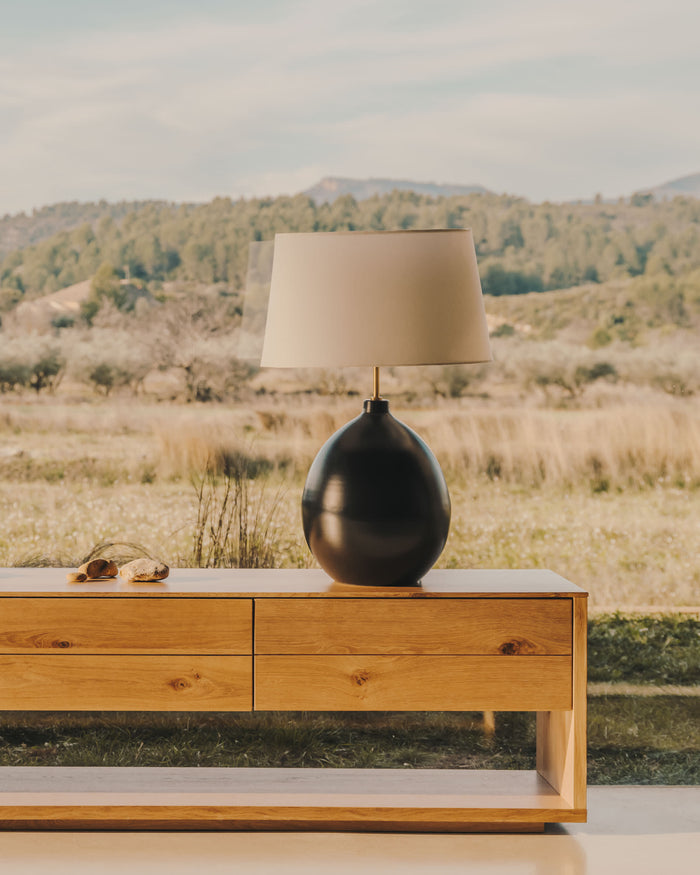 Kave Home - Foixa metalen tafellamp in zwarte afwerking