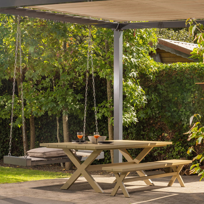 WOOOD Delta Picknickbank Aluminium - Groen / Zand