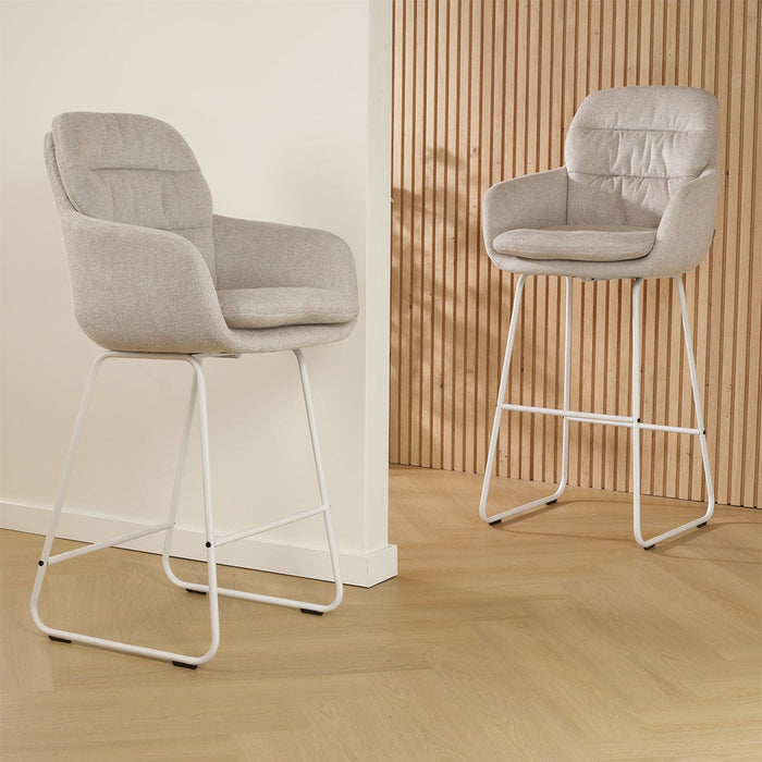 Nolon Nino-Mia Barkruk Beige - met Armleuning - Wit - 65 cm