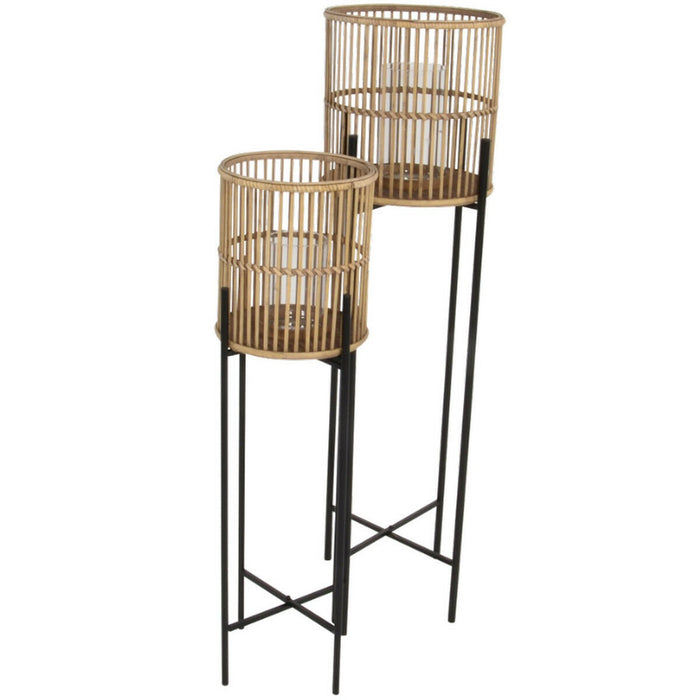 Lesli Living Lantaarn op Poot Annchi Naturel - Set van Twee