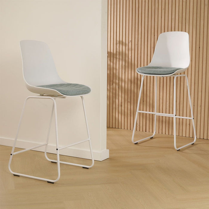 Nolon Nino-Liv Barkruk Wit - Zachtgroen Kussen - Wit Frame - 75 cm