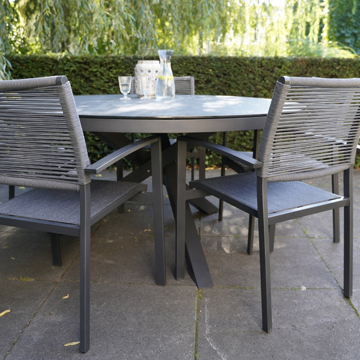 Vito dining tuinstoel | touw + textileen | stapelbaar | antraciet