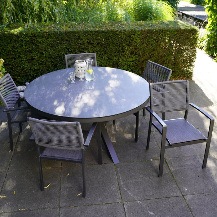 Vito dining tuinstoel | touw + textileen | stapelbaar | antraciet