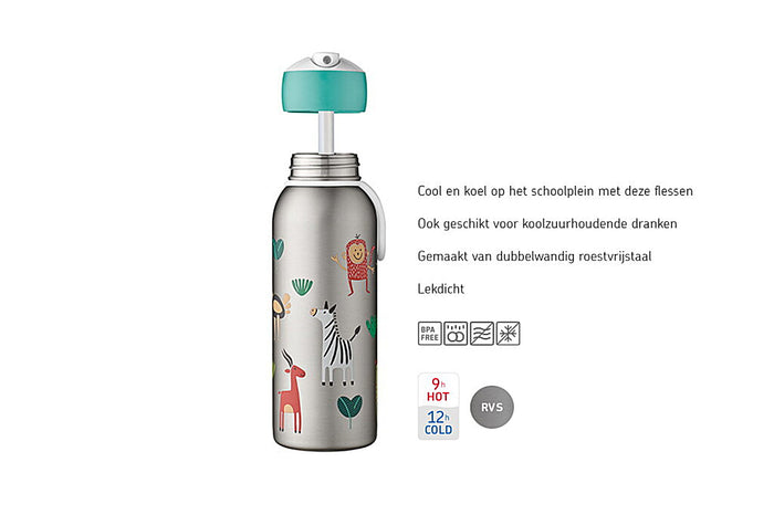 Isoleerfles flip-up Campus 350 ml - Flowers & butterflies