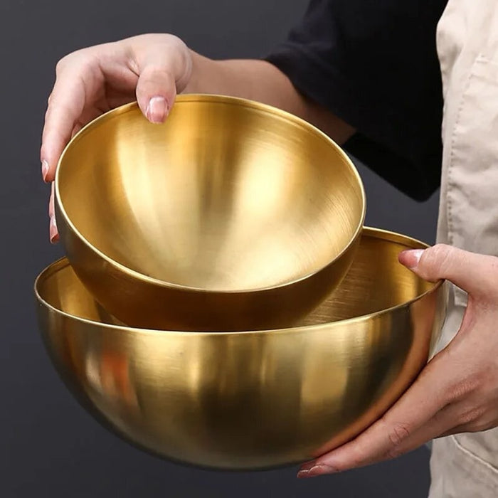 Serveer Kom Bowl - RVS – Goud – Medium – Ø 15 x H7 cm