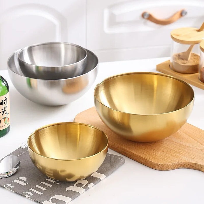 Serveer Kom Bowl - RVS – Goud – Medium – Ø 15 x H7 cm