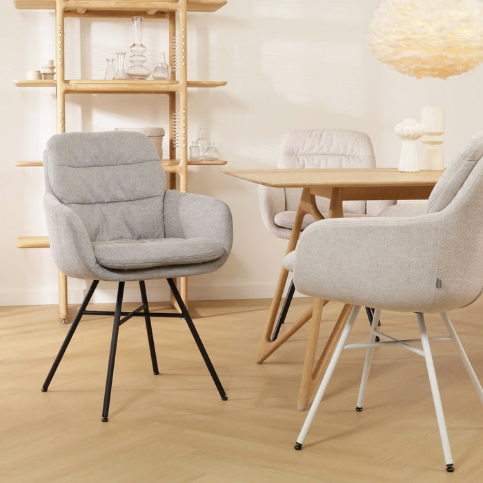 Nolon Noa-Mia Eetkamerstoel Grijs - met Armleuning - Zwart